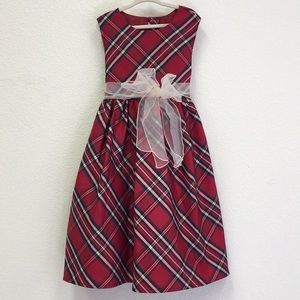 Cherokee gold metallic red plaid holiday dress 6X